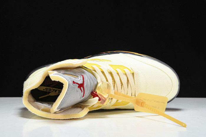 OW x Air Jordan 5 Sail Red DH8565-100